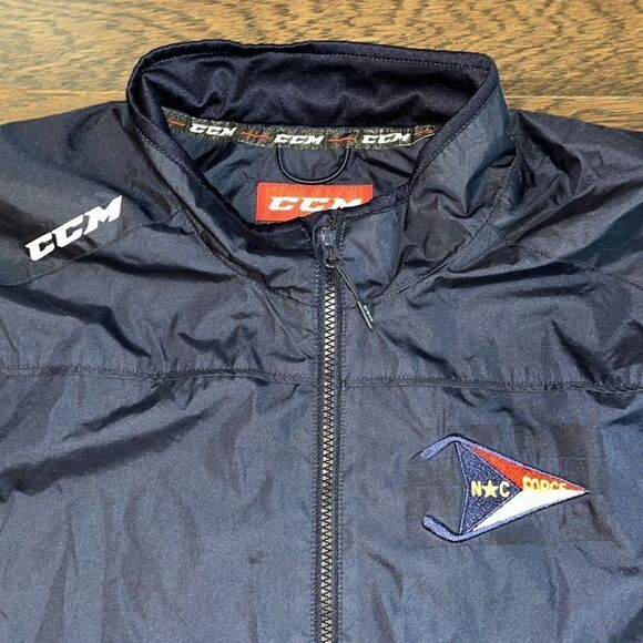Blue CCM NC Force Team Sewn Logo Raleigh NC Hockey Coaches Jacket 2XL Tactical - Picture 1 of 7
